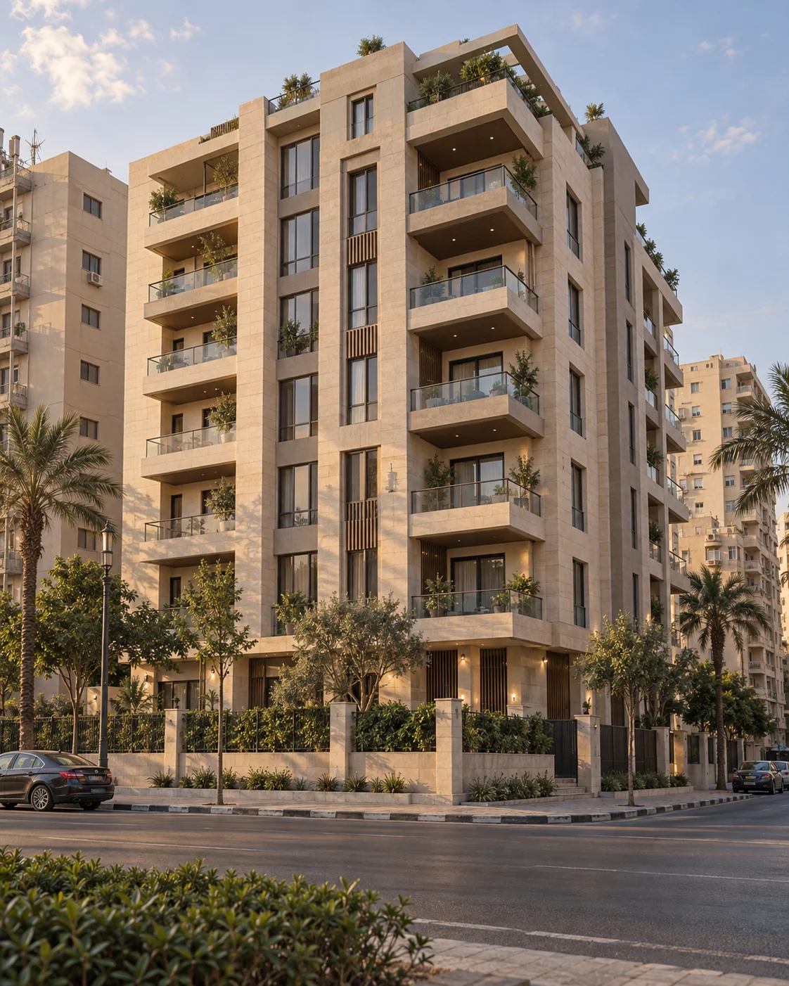 مشهد معماري تصوري لعقار سكني
